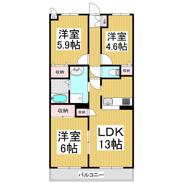 メゾンファルグ(3LDK/1階)の間取り写真