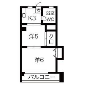 鶴マンション(2K/1階)の間取り写真