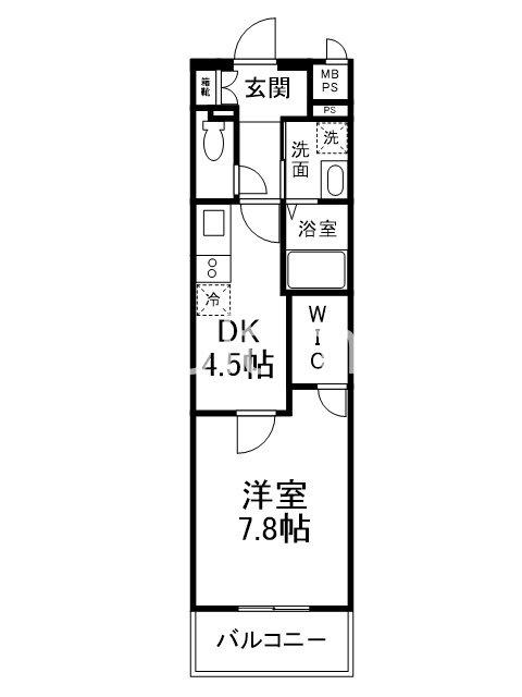 リヴェール綾堀川(1DK/4階)の間取り写真