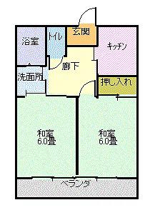 ハイム緑ヶ丘(2K/1階)の間取り写真