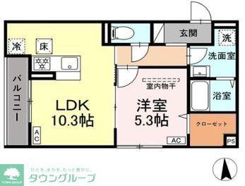 エリシア泉町(1LDK/2階)の間取り写真