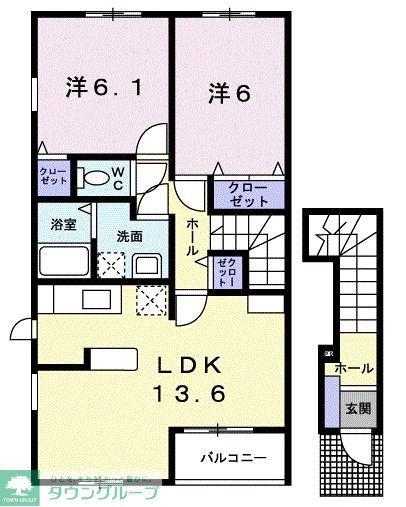 エアリーガーデンN(2LDK/2階)の間取り写真