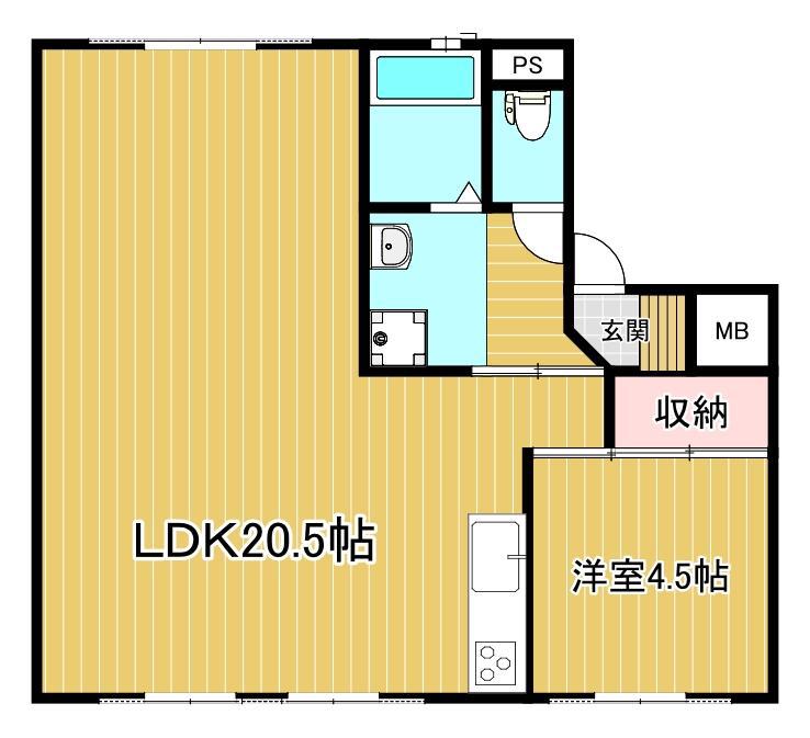 FLORA KITAKATA 2号棟(1LDK/4階)の間取り写真