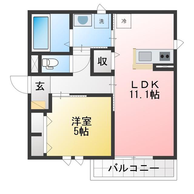 FONTANA DORO(1LDK/1階)の間取り写真