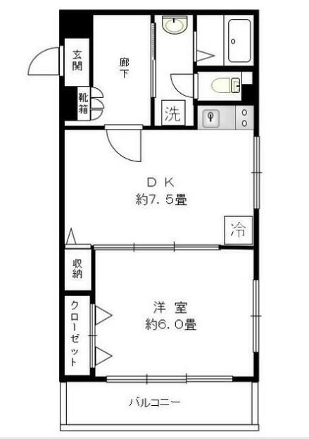 メゾンデューク菖蒲園(1DK/3階)の間取り写真