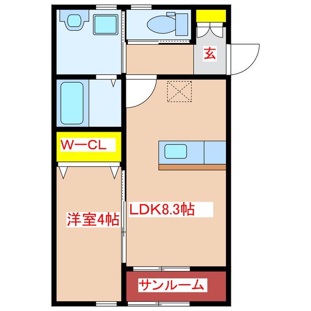 KREO(1LDK/1階)の間取り写真