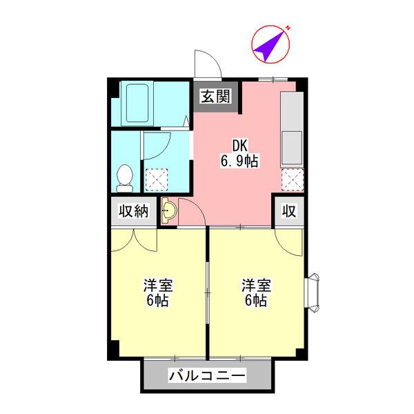 グリーンハイツC(2DK/1階)の間取り写真