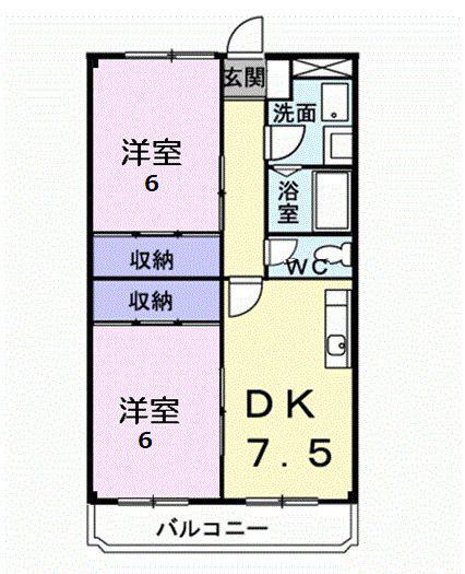 レジデンスマツバラ(2DK/2階)の間取り写真
