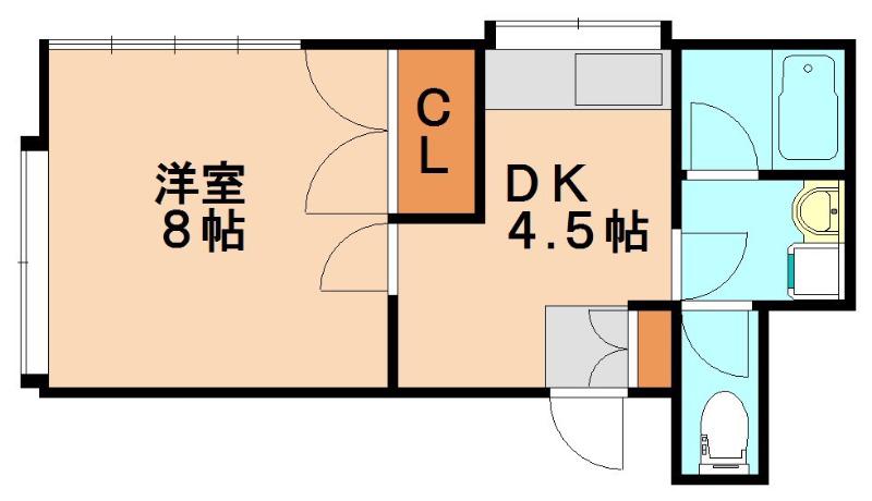 コーポ瀬戸口(1DK/2階)の間取り写真