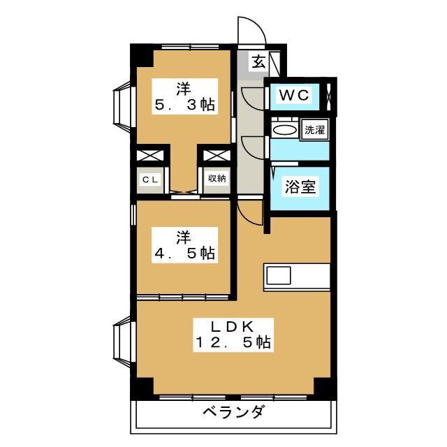 石原第7ビル(2LDK/3階)の間取り写真
