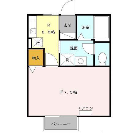 ホワイトクレイン(1K/2階)の間取り写真
