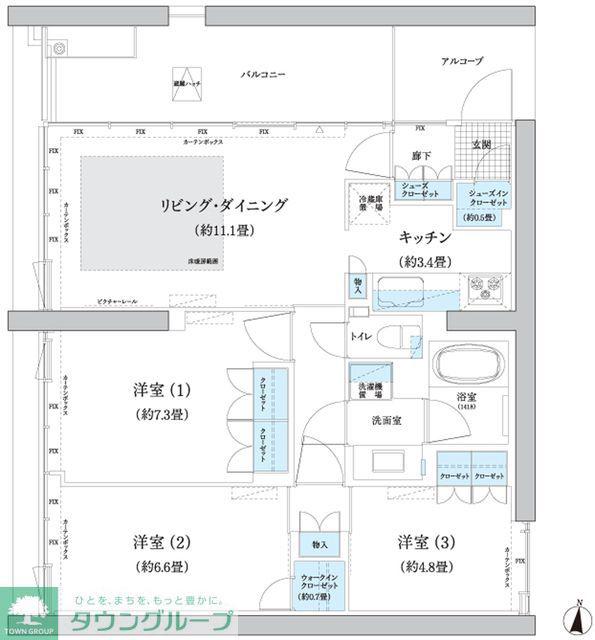 ガーデニエール砧 ウエスト(3LDK/3階)の間取り写真