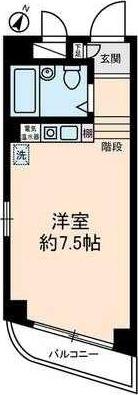キャッスル・日野台(ワンルーム/2階)の間取り写真