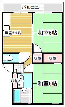 メゾンコージ(2DK/1階)の間取り写真