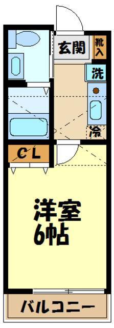 ピースコート登戸(1K/2階)の間取り写真