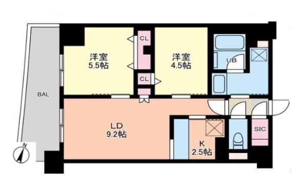 ALIVIS西神中央(2LDK/6階)の間取り写真