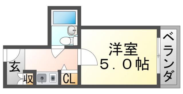 アイティー千里山(1K/2階)の間取り写真