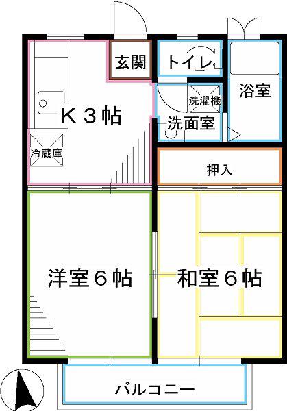 パトラハウス小金井(2K/2階)の間取り写真