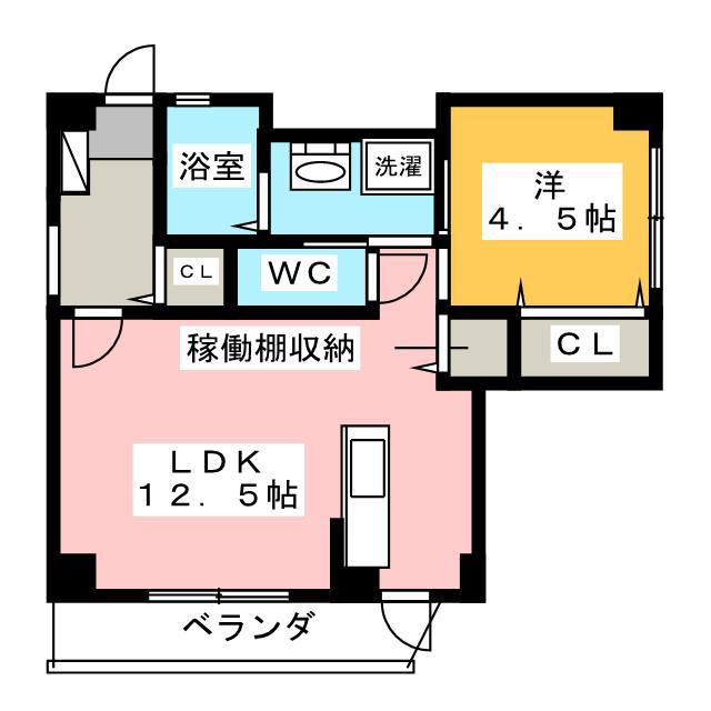 コーポハピネス(1LDK/1階)の間取り写真
