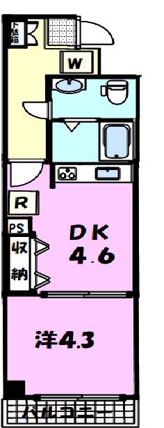 ルークス菊川(1DK/4階)の間取り写真