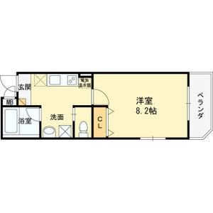ブライト日根野(1K/4階)の間取り写真