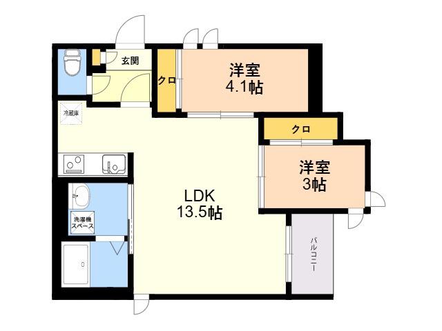 REGALEST サンメゾン井尻(2LDK/3階)の間取り写真