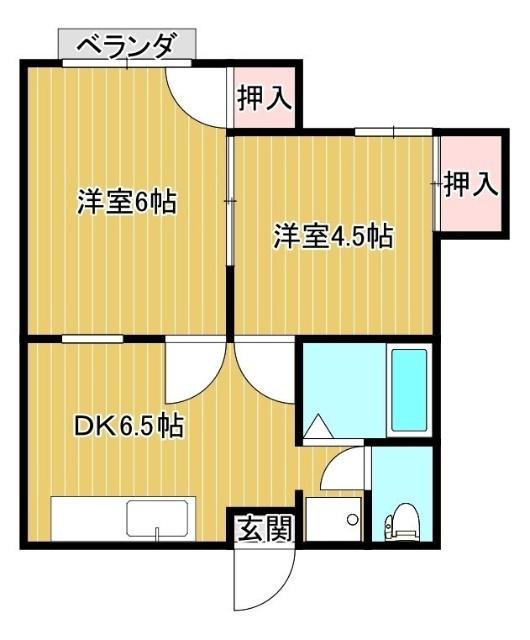 サンハイツ内田(2DK/2階)の間取り写真