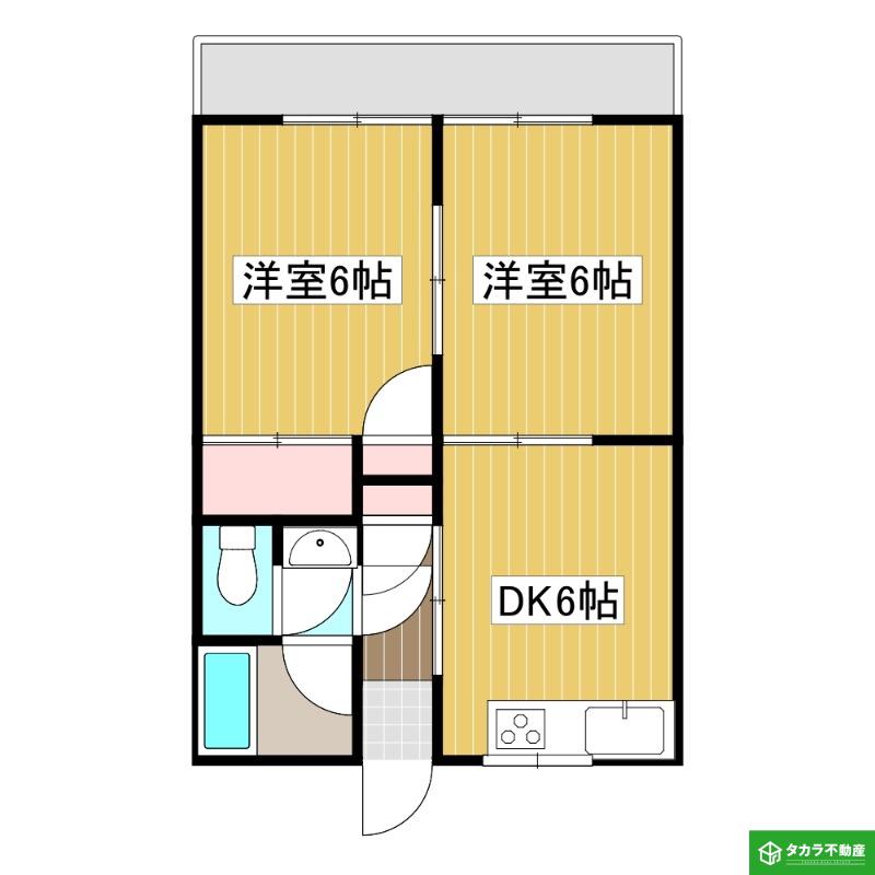 グリーンビル山津(2DK/4階)の間取り写真