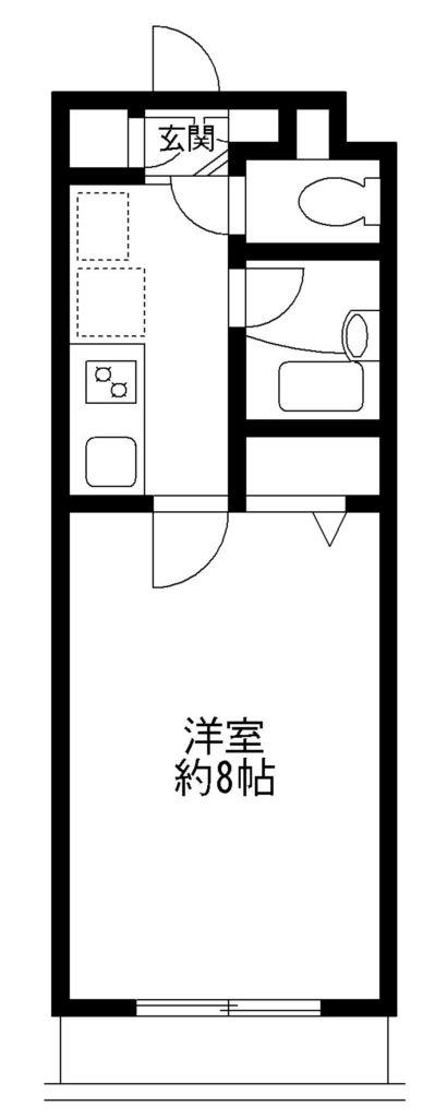 ドゥ・ベルジュール(1K/2階)の間取り写真
