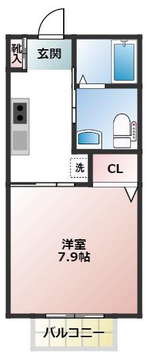 スクーデリア府中(1K/2階)の間取り写真