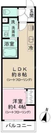 Jブラン竹ノ塚(1LDK/2階)の間取り写真