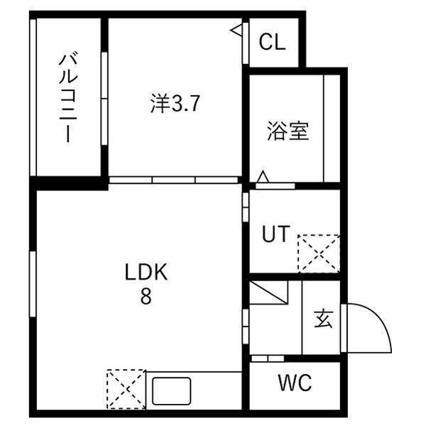 F ASECIA POLAKE(1LDK/1階)の間取り写真