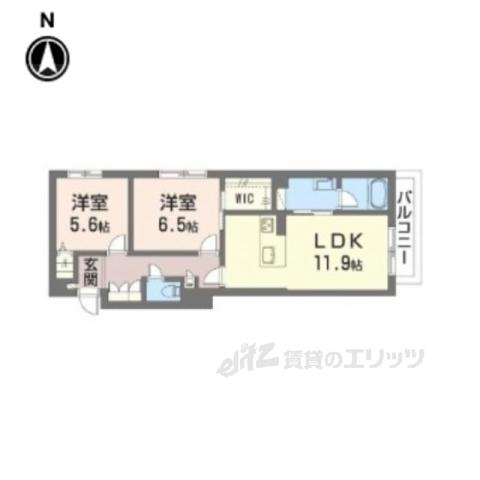 シャーメゾン 平城山(2LDK/2階)の間取り写真