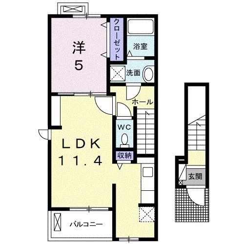 ブラン ヴェール(1LDK/2階)の間取り写真