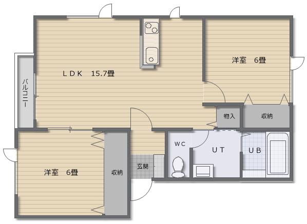 レジデンススエヒロV(2LDK/1階)の間取り写真