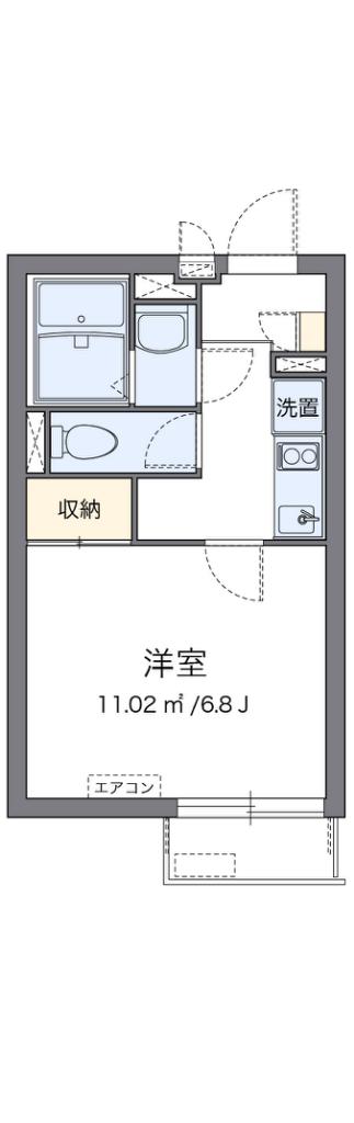 クレイノヴィラ曽根E(1K/2階)の間取り写真