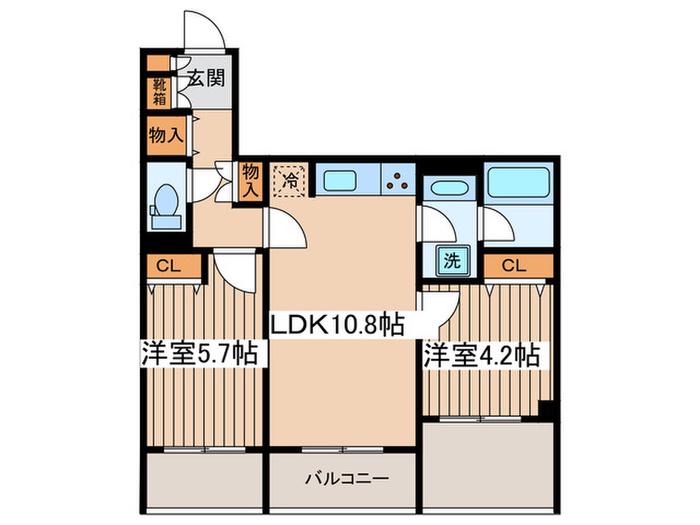 MOCXION INAGI(2LDK/2階)の間取り写真