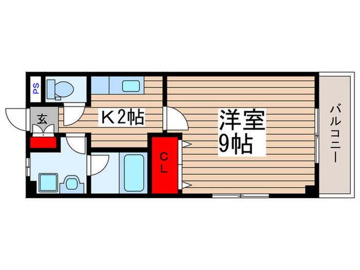 NSフラット(1K/2階)の間取り写真