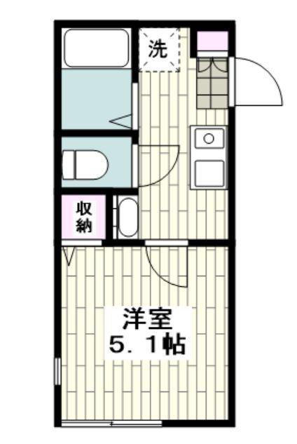ソラーナ磯子台(1K/2階)の間取り写真