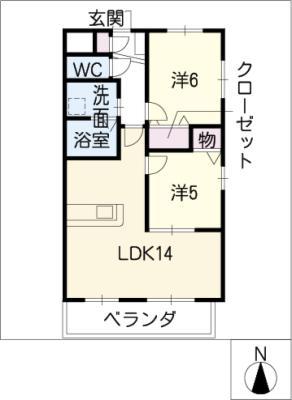 ジュノス マノ(2LDK/2階)の間取り写真