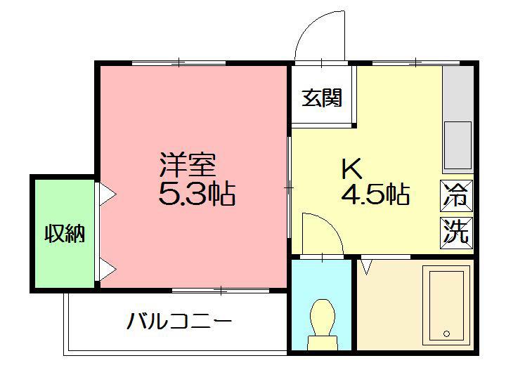 ベルハイム3(1K/1階)の間取り写真