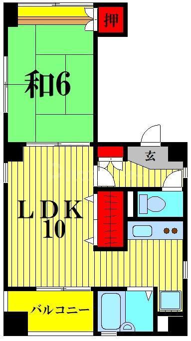 コーポ高福(1LDK/4階)の間取り写真
