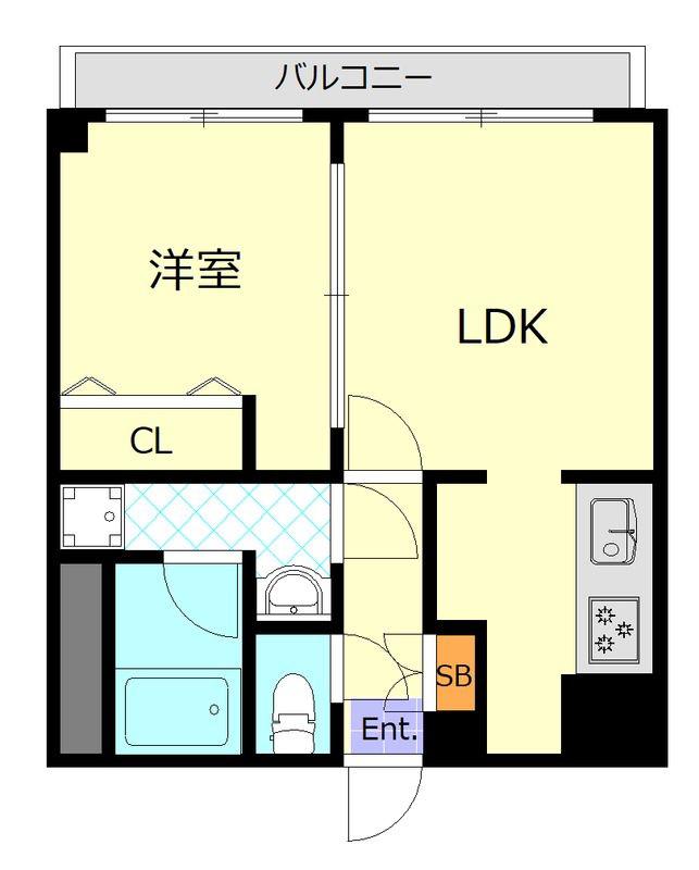 ワコー人形町マンション(1LDK/4階)の間取り写真