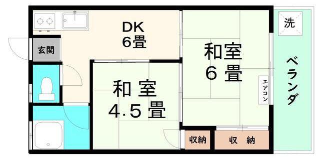 メゾンスズキ(2DK/2階)の間取り写真