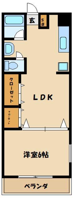 ドエル相模原(1LDK/2階)の間取り写真