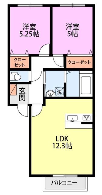 ファーストステージ荻野(2LDK/2階)の間取り写真