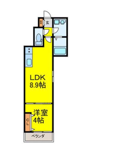 ディーポルタエオス(1LDK/3階)の間取り写真