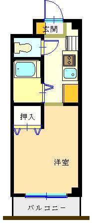 ヴィラ三光(1K/4階)の間取り写真