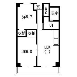 シーズンコート池下(2LDK/2階)の間取り写真