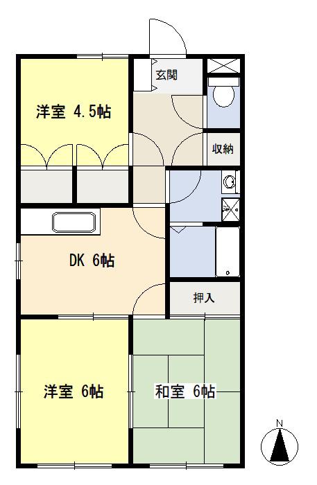 グリーンヒル見谷B(3DK/1階)の間取り写真